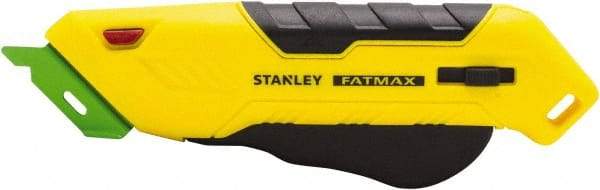 Stanley - Retractable Box Cutter - 2.175" Steel Blade, Yellow & Black Bi-Material Handle, 4 Blades Included - Eagle Tool & Supply