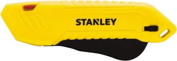 Stanley - Retractable Safety Utility Knife - 2.175" Steel Blade, Yellow & Black Plastic Handle, 1 Blade Included - Eagle Tool & Supply