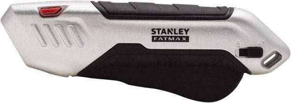 Stanley - Retractable Safety Utility Knife - 2.175" Steel Blade, Silver & Black Ergonomic Non-slip Grips Handle, 1 Blade Included - Eagle Tool & Supply