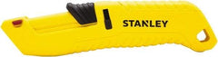 Stanley - Retractable Safety Utility Knife - 2.175" Steel Blade, Yellow & Black Contoured Plastic Handle, 4 Blades Included - Eagle Tool & Supply