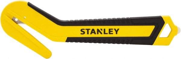 Stanley - Recessed/Concealed Fixed Blade Safety Cutter - 0.394" Steel Blade, Yellow & Black Bi-Material Handle, 1 Blade Included - Eagle Tool & Supply