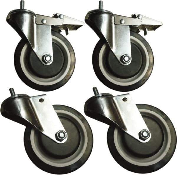 Sandusky Lee - 5" Diam x 5" Wide, Rubber Swivel with Brake Caster - 1,000 Lb Capacity, Stem Mount - Eagle Tool & Supply