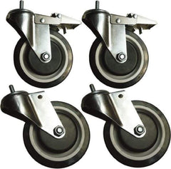 Sandusky Lee - 5" Diam x 5" Wide, Rubber Swivel with Brake Caster - 1,000 Lb Capacity, Stem Mount - Eagle Tool & Supply