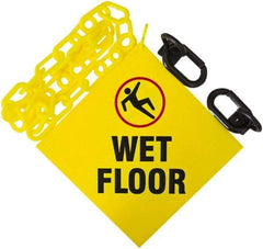 PRO-SAFE - 12' Long x 2" Wide Plastic Wet Floor Sign Kit - Yellow - Eagle Tool & Supply