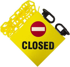 PRO-SAFE - 12' Long x 2" Wide Plastic Closed Sign Kit - Yellow - Eagle Tool & Supply