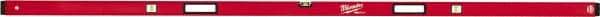 Milwaukee Tool - 96" Long 3 Vial Box Beam Level - Aluminum, Red, 1 Level & 2 Plumb Vials - Eagle Tool & Supply