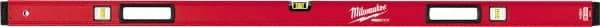 Milwaukee Tool - 59" Long 3 Vial Box Beam Level - Aluminum, Red, 1 Level & 2 Plumb Vials - Eagle Tool & Supply