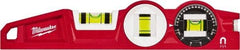 Milwaukee Tool - Magnetic 10" Long 3 Vial Torpedo Level - Die Cast, Red, 1 Level, 1 Plumb & 1 Rotating/Locking Vials - Eagle Tool & Supply