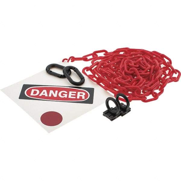 PRO-SAFE - 8" High Pedestrian Danger Sign Kit - 12' Long Plastic Rope - Eagle Tool & Supply