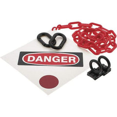 PRO-SAFE - 8" High Pedestrian Danger Sign Kit - 3' Long Plastic Rope - Eagle Tool & Supply