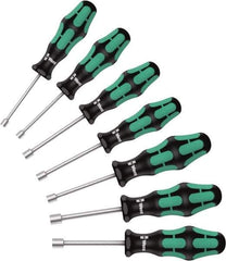 Wera - 7 Piece, 5 to 13mm Nut Driver Set - Hollow Shaft, Ergonomic Handle - Eagle Tool & Supply