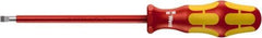 Wera - 4mm Blade Width, 9-3/4" OAL Slotted Screwdriver - 150mm Blade Length, Round Shank, Acetate with Rubber Grip Handle - Eagle Tool & Supply