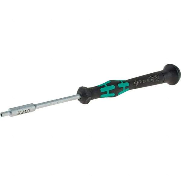 Wera - 1.8mm Solid Shaft Precision Nutdriver - Cushion Grip Handle, 6-1/4" OAL - Eagle Tool & Supply