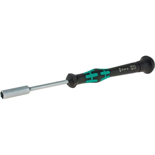 Wera - 5mm Solid Shaft Precision Nutdriver - Cushion Grip Handle, 6-1/4" OAL - Eagle Tool & Supply
