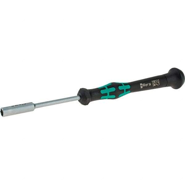 Wera - 4.5mm Solid Shaft Precision Nutdriver - Cushion Grip Handle, 6-1/4" OAL - Eagle Tool & Supply