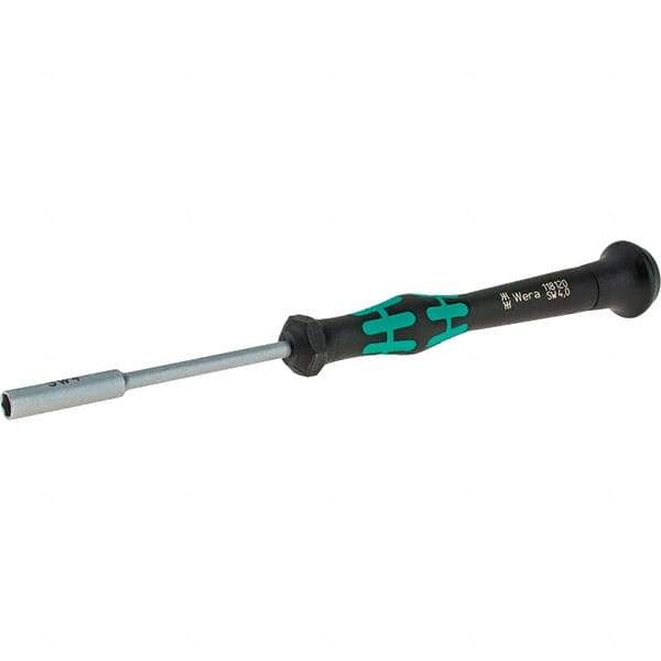 Wera - 4mm Solid Shaft Precision Nutdriver - Cushion Grip Handle, 6-1/4" OAL - Eagle Tool & Supply
