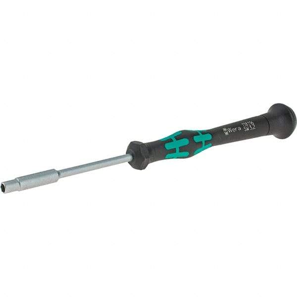 Wera - 3.2mm Solid Shaft Precision Nutdriver - Cushion Grip Handle, 6-1/4" OAL - Eagle Tool & Supply