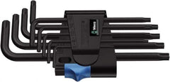 Wera - 9 Piece T8 to T40 Cast Steel L-Key Torx Key Set - T8, T9, T10, T15, T20, T25, T27, T30, T40 Torx Size - Eagle Tool & Supply