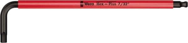 Wera - 7/32" Hex, Long Arm, Hex Key - 6-3/4" OAL, Cast Steel, Inch System of Measurement - Eagle Tool & Supply
