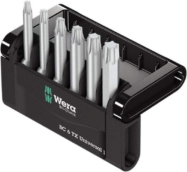 Wera - 6 Piece, 1/4" Drive Screwdriver Bit Set - T10 to T40 Torx - Eagle Tool & Supply