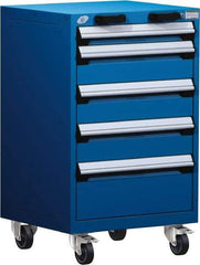 Rousseau Metal - 5 Drawer Steel Tool Roller Cabinet - 24" Wide x 39-1/8" High x 21" Deep, Ball Bearing Drawer Slides, Blue - Eagle Tool & Supply