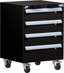 Rousseau Metal - 4 Drawer Steel Tool Roller Cabinet - 24" Wide x 33" High x 21" Deep, Ball Bearing Drawer Slides, Black - Eagle Tool & Supply