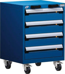 Rousseau Metal - 4 Drawer Steel Tool Roller Cabinet - 24" Wide x 33" High x 21" Deep, Ball Bearing Drawer Slides, Blue - Eagle Tool & Supply