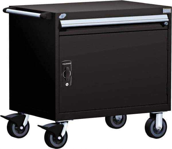 Rousseau Metal - 4 Drawer Steel Tool Roller Cabinet - 30" Wide x 35-1/8" High x 21" Deep, Ball Bearing Drawer Slides, Black - Eagle Tool & Supply