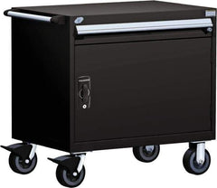Rousseau Metal - 1 Drawer Steel Tool Roller Cabinet - 30" Wide x 35-1/8" High x 21" Deep, Ball Bearing Drawer Slides, Black - Eagle Tool & Supply