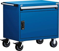 Rousseau Metal - 1 Drawer Steel Tool Roller Cabinet - 30" Wide x 35-1/8" High x 21" Deep, Ball Bearing Drawer Slides, Blue - Eagle Tool & Supply