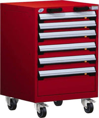 Rousseau Metal - 6 Drawer Steel Tool Roller Cabinet - 24" Wide x 35-1/8" High x 27" Deep, Ball Bearing Drawer Slides, Red - Eagle Tool & Supply