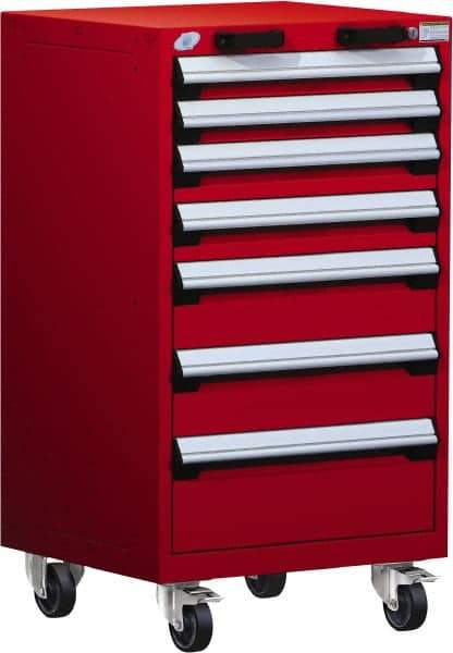 Rousseau Metal - 7 Drawer Steel Tool Roller Cabinet - 24" Wide x 43-1/8" High x 21" Deep, Ball Bearing Drawer Slides, Red - Eagle Tool & Supply