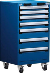 Rousseau Metal - 7 Drawer Steel Tool Roller Cabinet - 24" Wide x 43-1/8" High x 21" Deep, Ball Bearing Drawer Slides, Blue - Eagle Tool & Supply