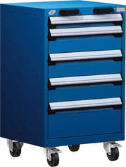 Rousseau Metal - 5 Drawer Steel Tool Roller Cabinet - 24" Wide x 39-1/8" High x 27" Deep, Ball Bearing Drawer Slides, Blue - Eagle Tool & Supply