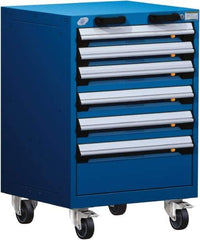 Rousseau Metal - 6 Drawer Steel Tool Roller Cabinet - 24" Wide x 35-1/8" High x 27" Deep, Ball Bearing Drawer Slides, Blue - Eagle Tool & Supply