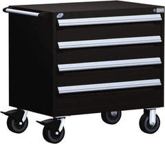 Rousseau Metal - 4 Drawer Steel Tool Roller Cabinet - 30" Wide x 35-1/8" High x 27" Deep, Ball Bearing Drawer Slides, Red - Eagle Tool & Supply