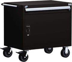 Rousseau Metal - 1 Drawer Steel Tool Roller Cabinet - 36" Wide x 35-1/8" High x 24" Deep, Ball Bearing Drawer Slides, Black - Eagle Tool & Supply