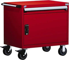 Rousseau Metal - 1 Drawer Steel Tool Roller Cabinet - 36" Wide x 35-1/8" High x 24" Deep, Ball Bearing Drawer Slides, Red - Eagle Tool & Supply