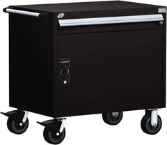 Rousseau Metal - 1 Drawer Steel Tool Roller Cabinet - 30" Wide x 35-1/8" High x 27" Deep, Ball Bearing Drawer Slides, Black - Eagle Tool & Supply