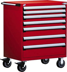 Rousseau Metal - 5 Drawer Steel Tool Roller Cabinet - 30" Wide x 45-1/2" High x 27" Deep, Ball Bearing Drawer Slides, Red - Eagle Tool & Supply