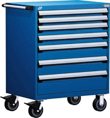 Rousseau Metal - 5 Drawer Steel Tool Roller Cabinet - 30" Wide x 45-1/2" High x 27" Deep, Ball Bearing Drawer Slides, Blue - Eagle Tool & Supply