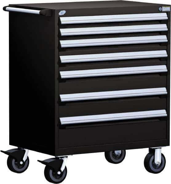 Rousseau Metal - 5 Drawer Steel Tool Roller Cabinet - 30" Wide x 45-1/2" High x 21" Deep, Ball Bearing Drawer Slides, Red - Eagle Tool & Supply