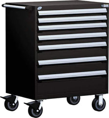 Rousseau Metal - 5 Drawer Steel Tool Roller Cabinet - 30" Wide x 45-1/2" High x 21" Deep, Ball Bearing Drawer Slides, Red - Eagle Tool & Supply
