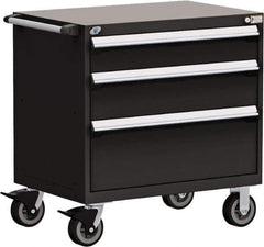 Rousseau Metal - 5 Drawer Steel Tool Roller Cabinet - 36" Wide x 37-1/2" High x 24" Deep, Ball Bearing Drawer Slides, Black - Eagle Tool & Supply