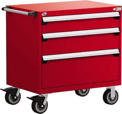 Rousseau Metal - 5 Drawer Steel Tool Roller Cabinet - 30" Wide x 37-1/2" High x 21" Deep, Ball Bearing Drawer Slides, Red - Eagle Tool & Supply