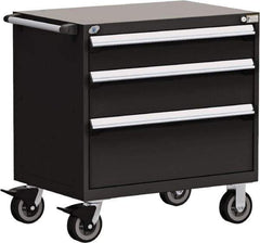 Rousseau Metal - 5 Drawer Steel Tool Roller Cabinet - 30" Wide x 37-1/2" High x 21" Deep, Ball Bearing Drawer Slides, Black - Eagle Tool & Supply
