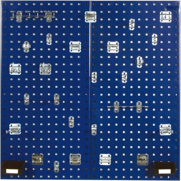 Triton - 18" Wide x 36" High Peg Board Kit - 2 Panels, 28 Hooks, Steel with Epoxy Coating, Blue - Eagle Tool & Supply