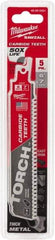 Milwaukee Tool - 6" Long x 1" Thick, Carbide Reciprocating Saw Blade - Straight Profile, 7 TPI, Toothed Edge, Universal Shank - Eagle Tool & Supply