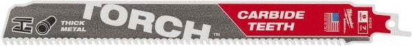 Milwaukee Tool - 9" Long x 1" Thick, Carbide Reciprocating Saw Blade - Straight Profile, 7 TPI, Toothed Edge, Universal Shank - Eagle Tool & Supply