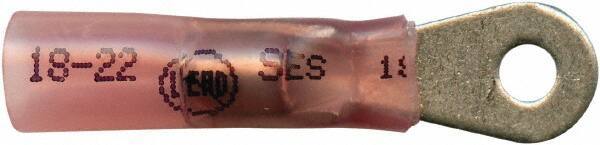 Made in USA - 22-18 AWG Partially Insulated Solder Connection Closed Eyelet Ring Terminal - #6 Stud, 1-1/4" OAL x 0.35" Wide, Tin Plated Copper Contact - Eagle Tool & Supply